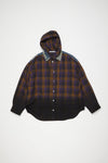 HOODED BUTTON-UP SHIRT IN PURPLE/BROWN, FW24