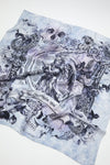 PRINTED SILK SCARF IN DENIM BLUE, FW24