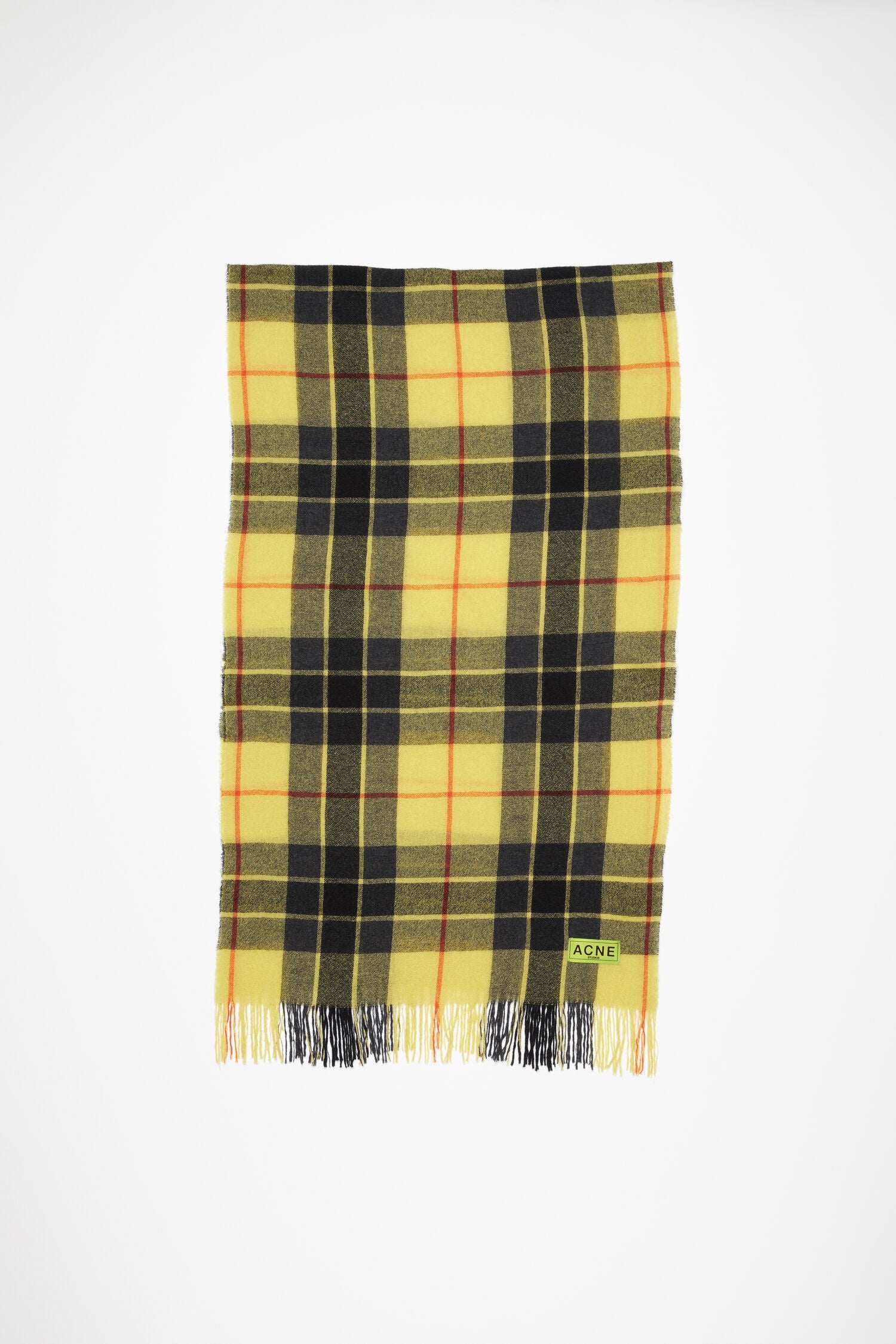 NOIR CONFECTION Yellow Plaid popular Muffler Fringes Scarf