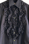 FRILL FRONT SHIRT IN BLACK, W24/25