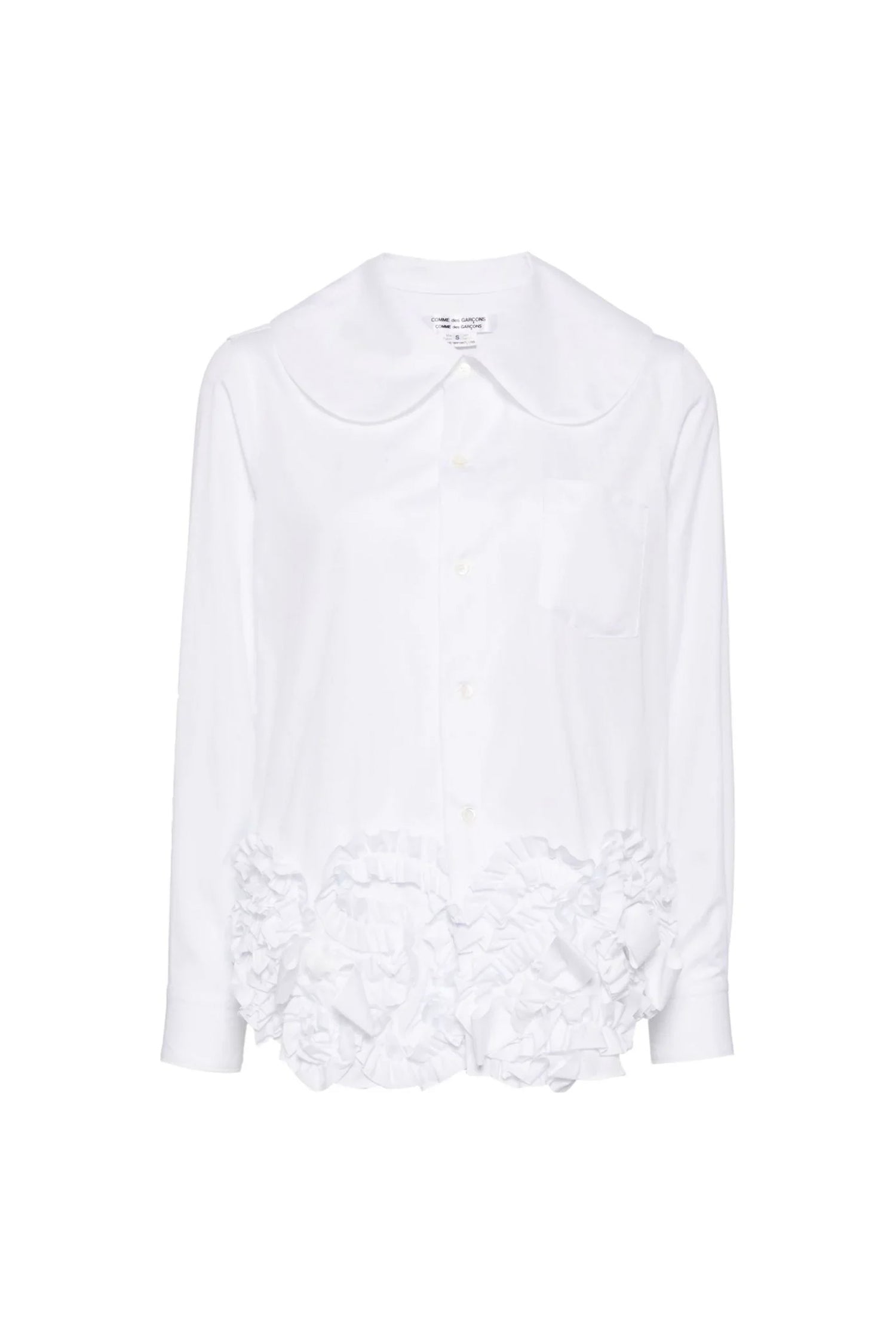 FRILL HEM SHIRT IN WHITE, W24/25