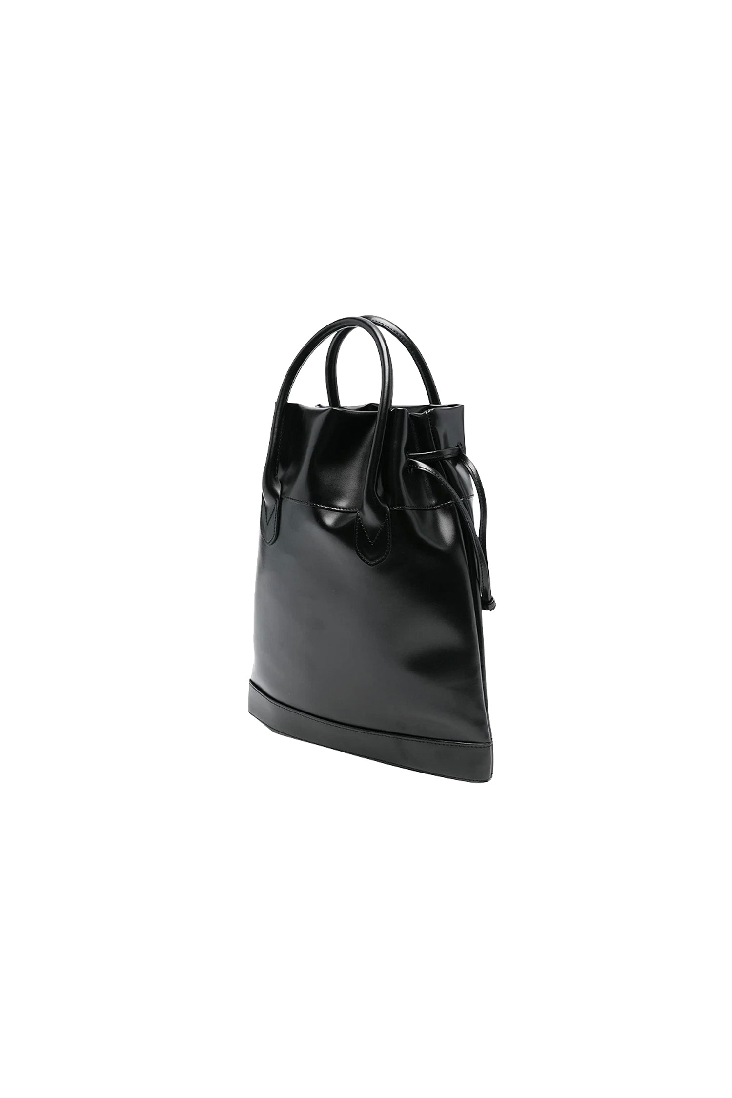 SMALL FAUX LEATHER TOTE IN BLACK, W24/25