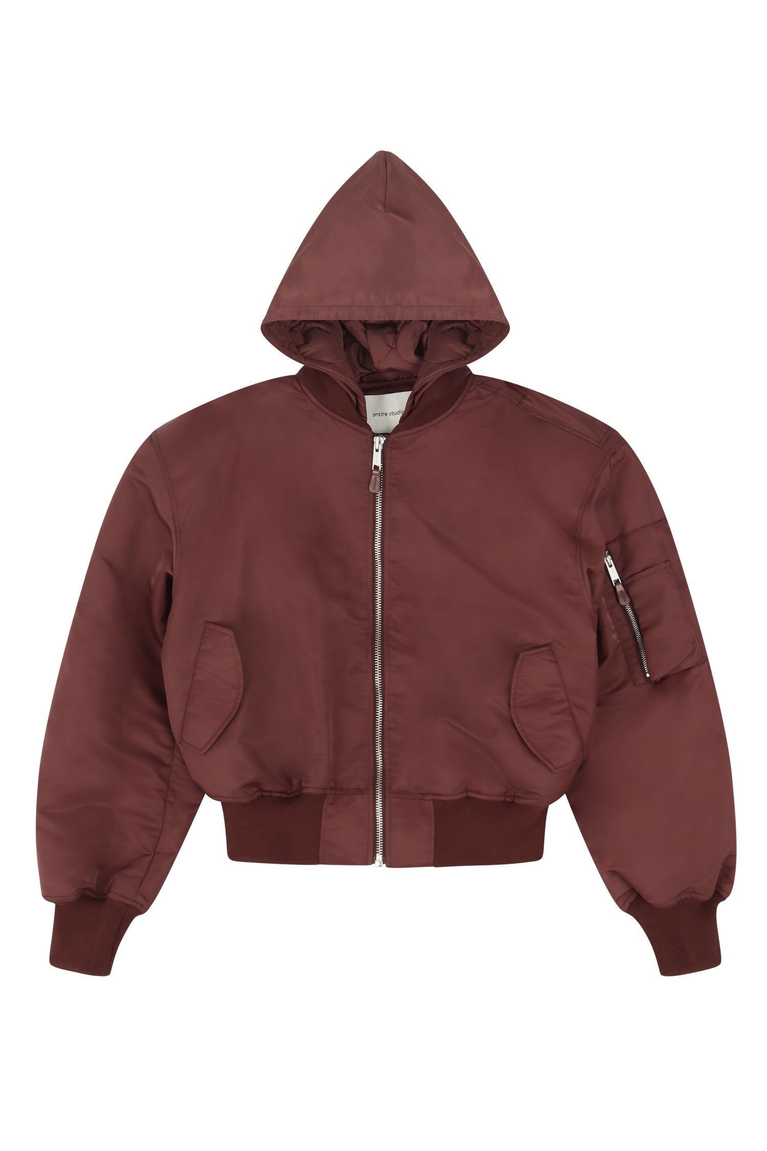 HOODED BROAD BOMBER IN GARNET, DROP 9