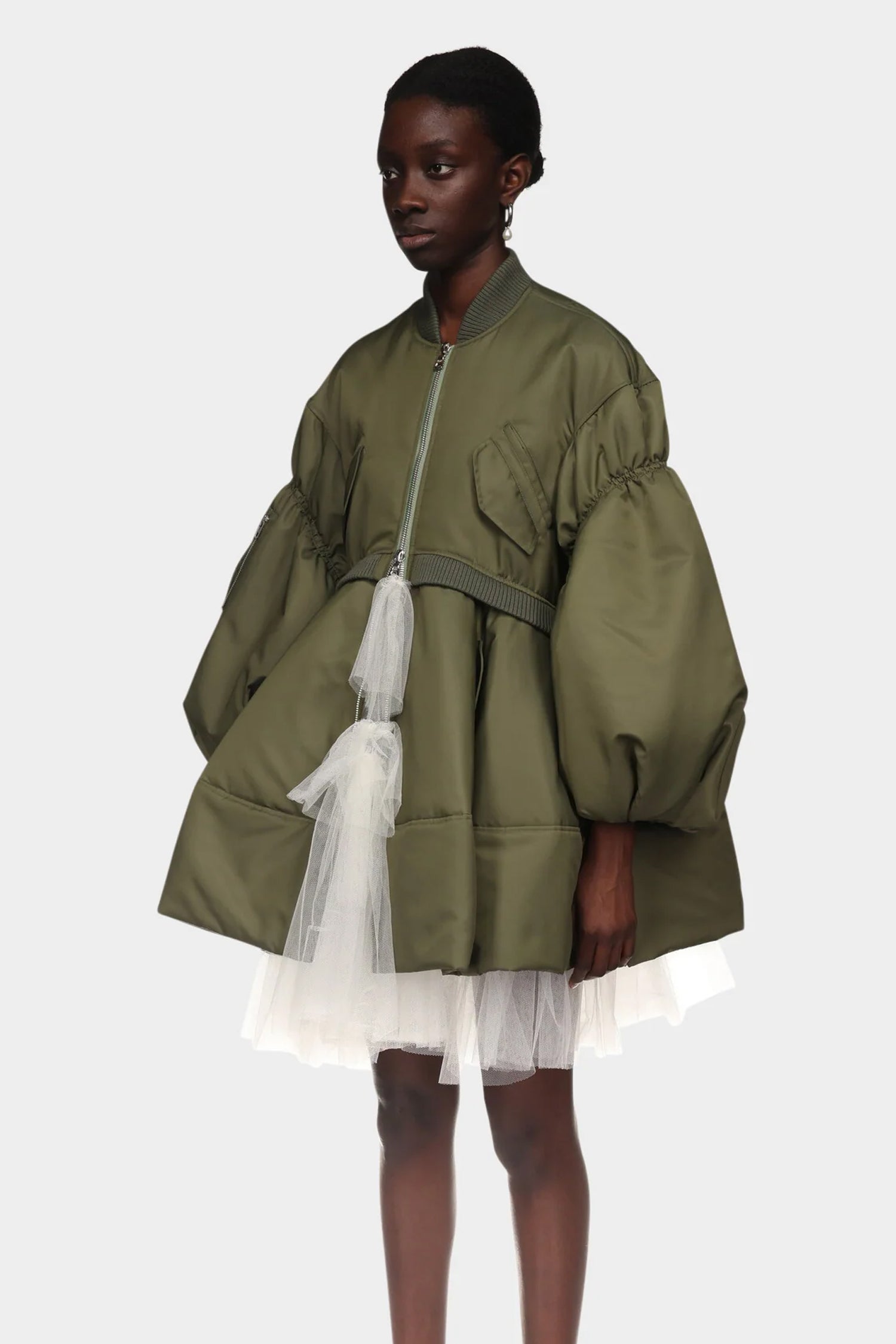 PUFF SLEEVE BOMBER COAT IN KHAKI, SS23 - Zambesi Store