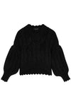 LACE STITCH CHUNKY KNIT JUMPER IN BLACK, SS24