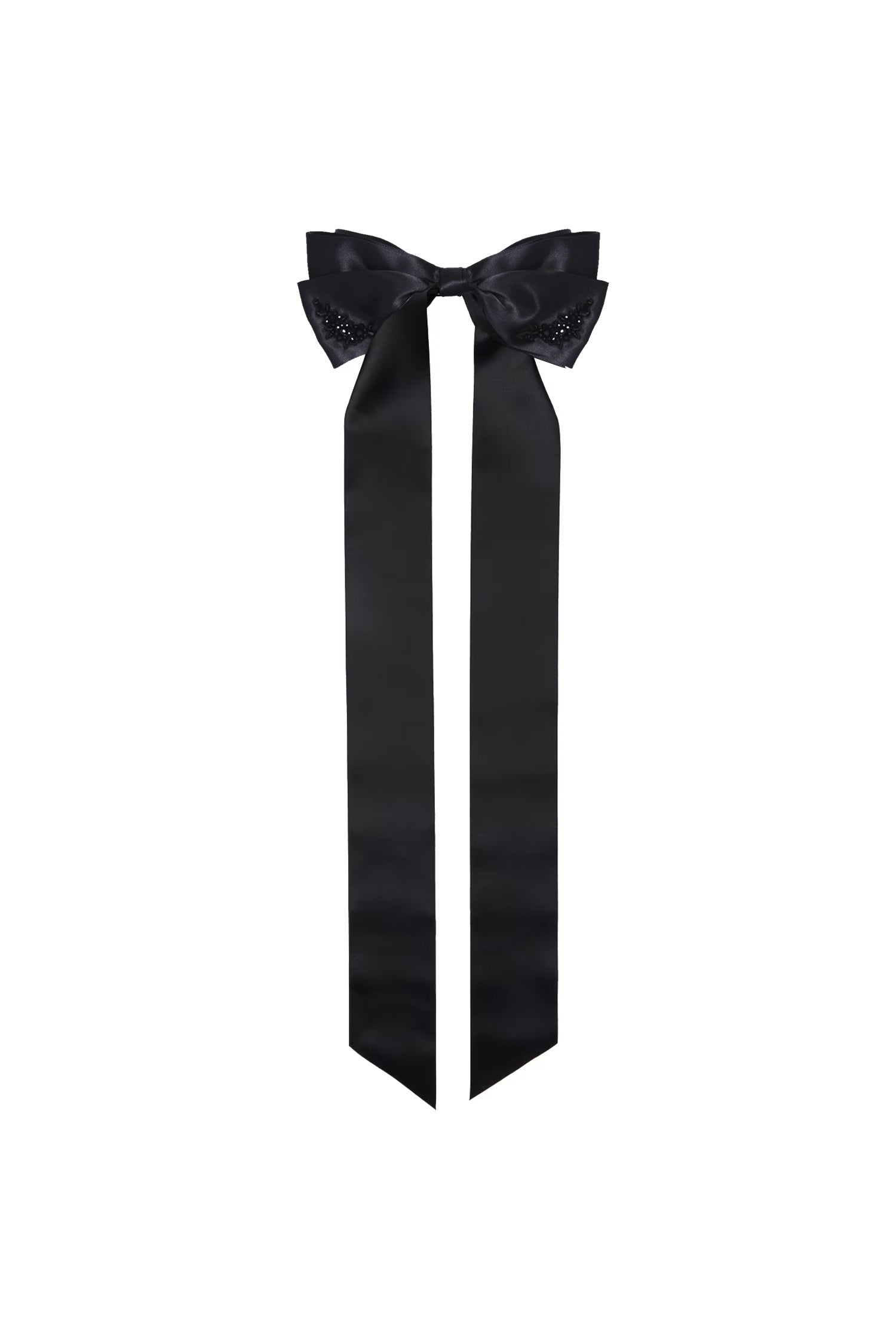 LONG EMBELLISHED BOW HAIRCLIP IN BLACK/JET, SS24
