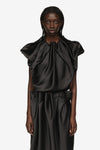 PLEATED NECK TOP IN BLACK, SS24