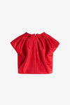 PLEATED NECK TOP IN RED, SS24