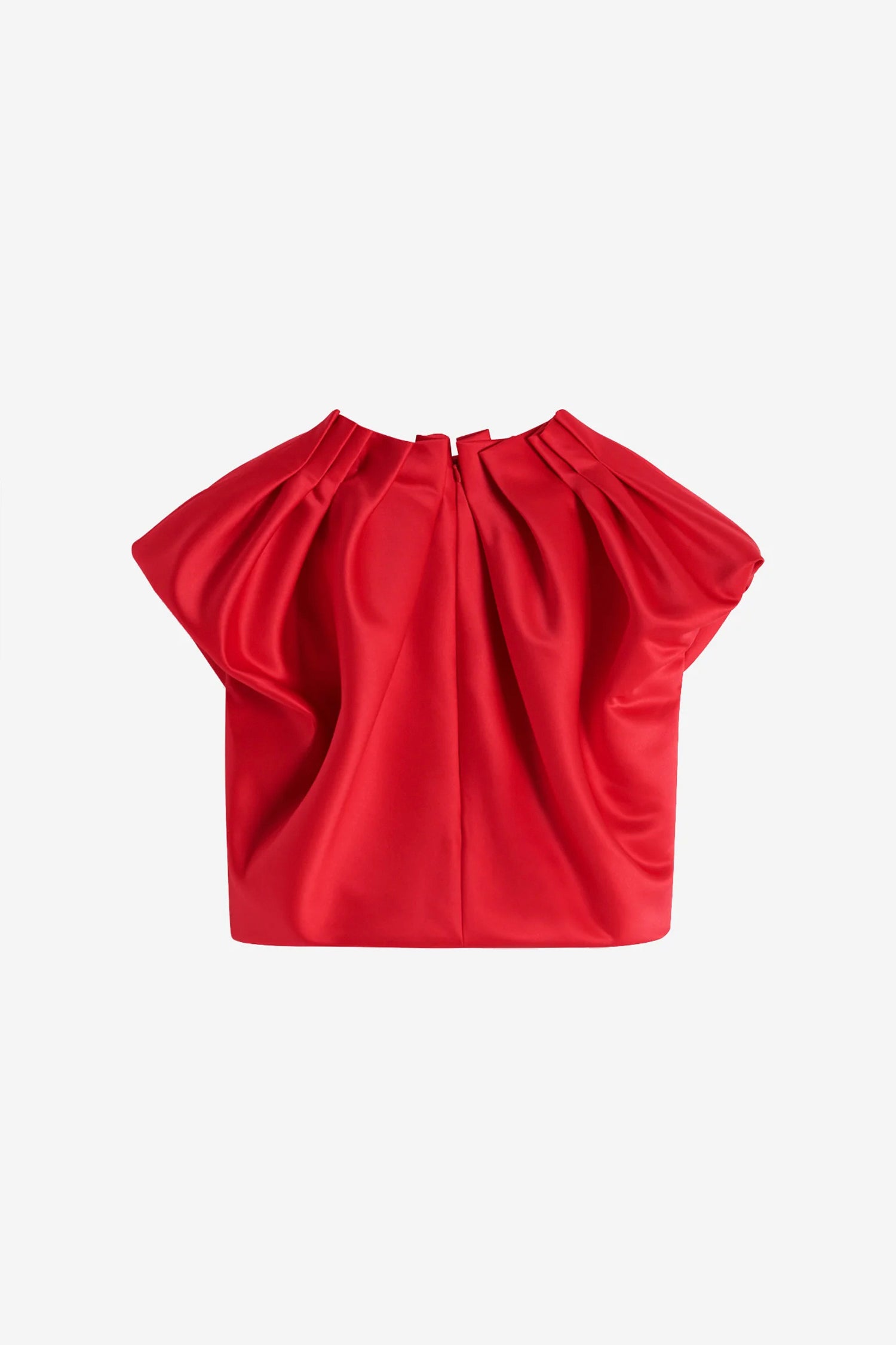 PLEATED NECK TOP IN RED, SS24