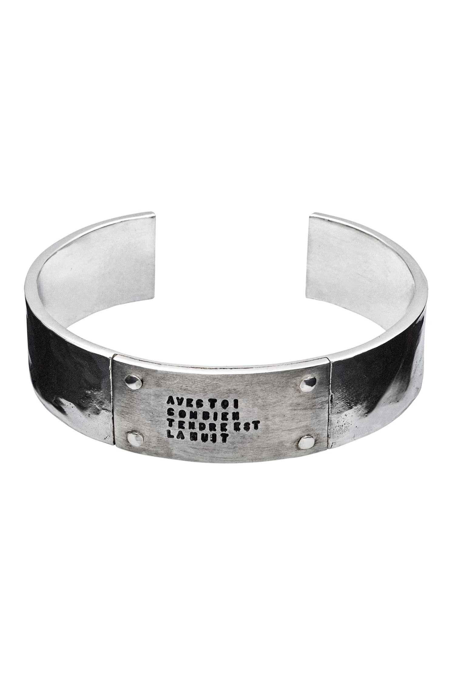 BRACELET 4 RIVETS "LA NUIT" ARGENT